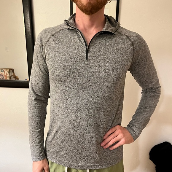 Lululemon Heathered Grey Hooded Pullover Size Medium Metal Vent Tech 1/4 Zip - Picture 6 of 12
